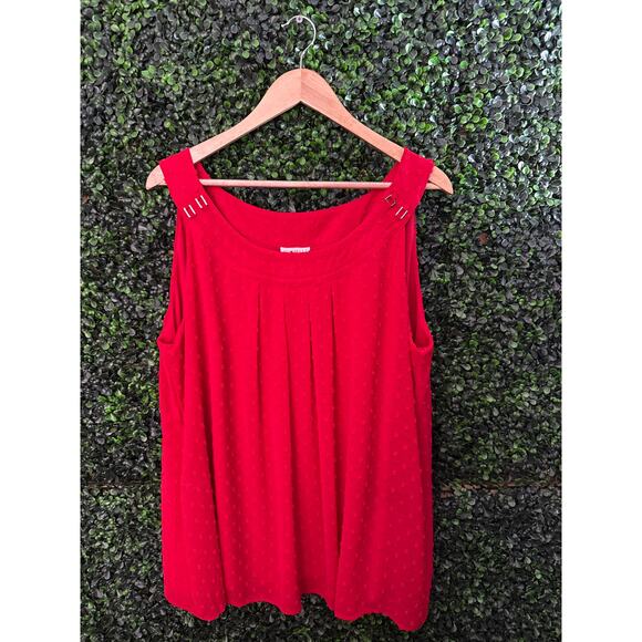 Roz & Ali, Red Sleeveless Blouse, women’s size 2X - Picture 1 of 6